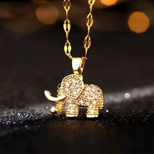 Gold Elephant Pendant Necklace
